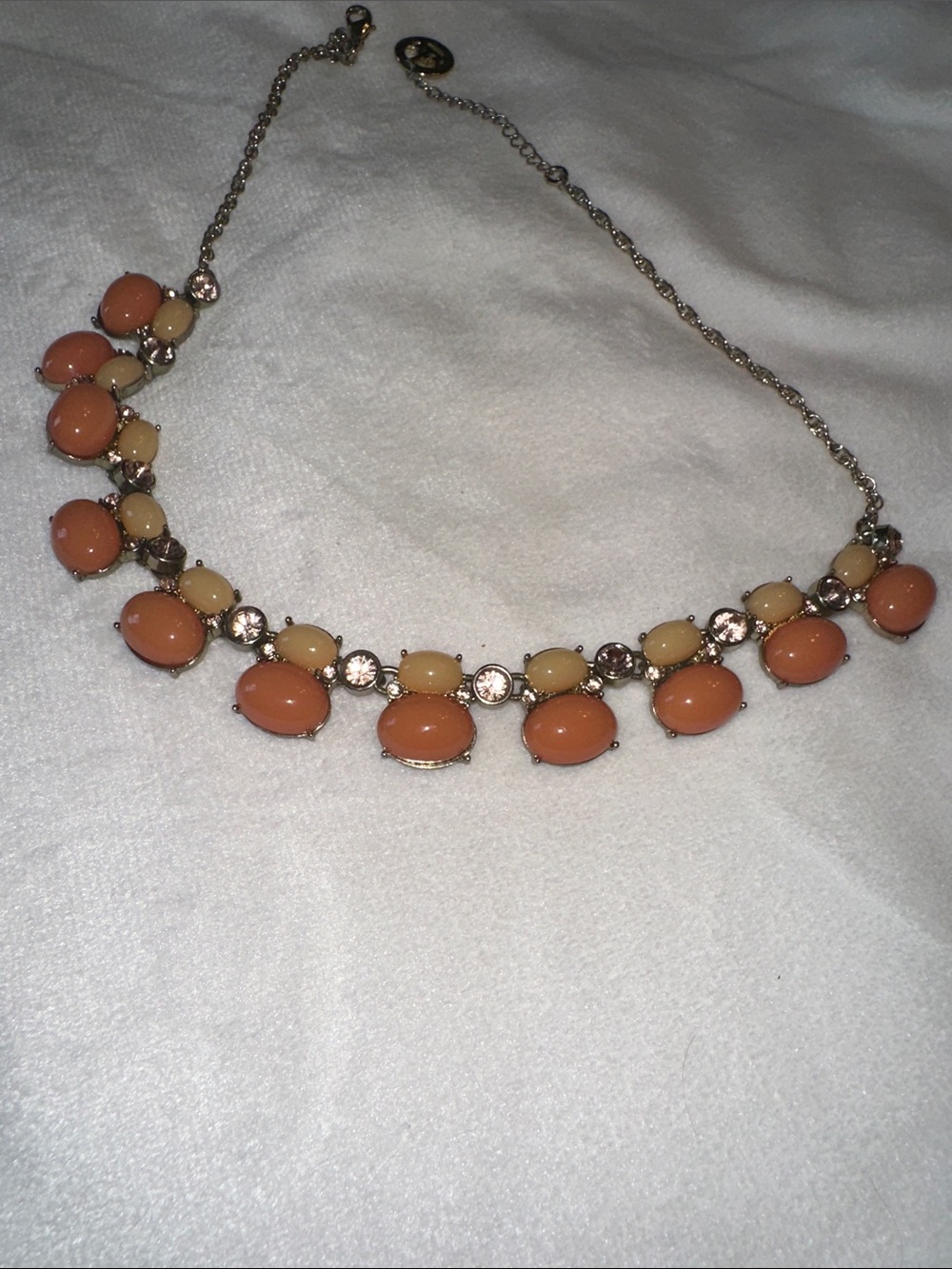 Fashion Oval Bead Statement Necklace in Peach and Cream